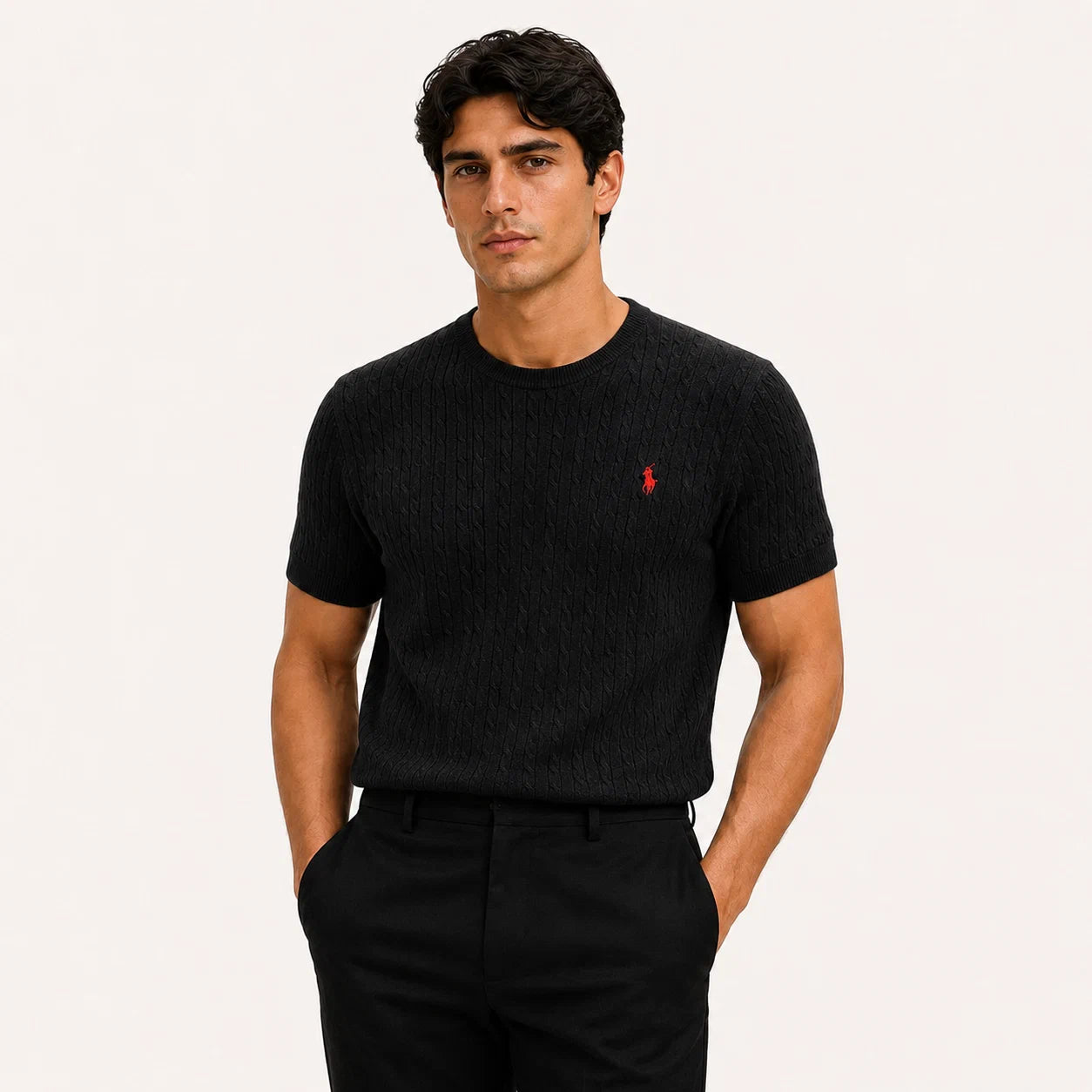 Cable-Knit Short-Sleeve Sweater
