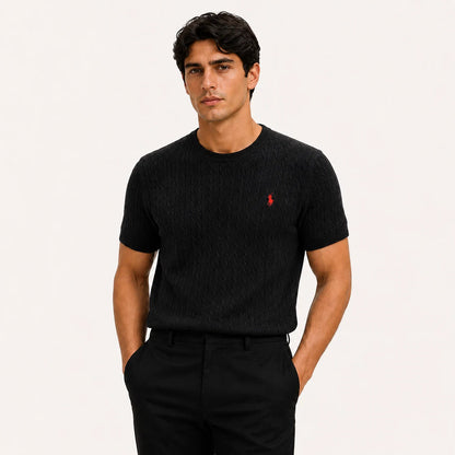 Cable-Knit Short-Sleeve Sweater