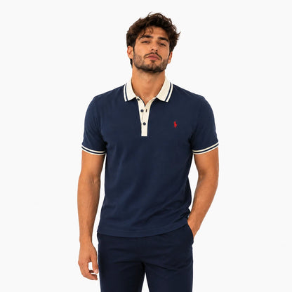 Contrast-Collar Polo Shirt
