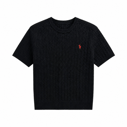 Cable-Knit Short-Sleeve Sweater