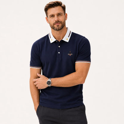 Embroidered Bee Collar Polo