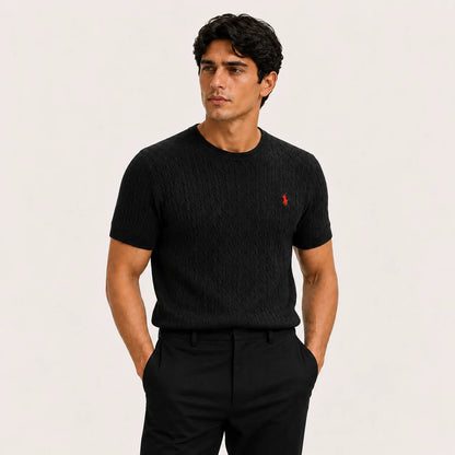 Cable-Knit Short-Sleeve Sweater