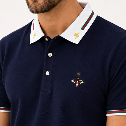 Embroidered Bee Collar Polo