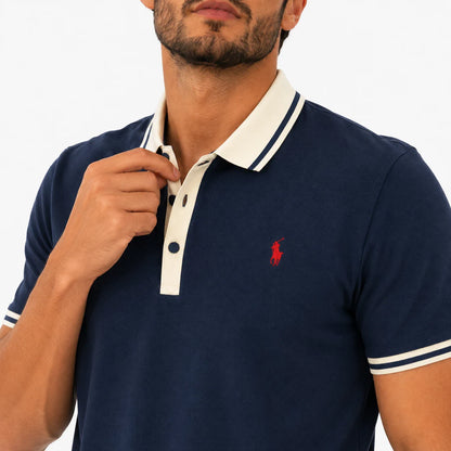 Contrast-Collar Polo Shirt
