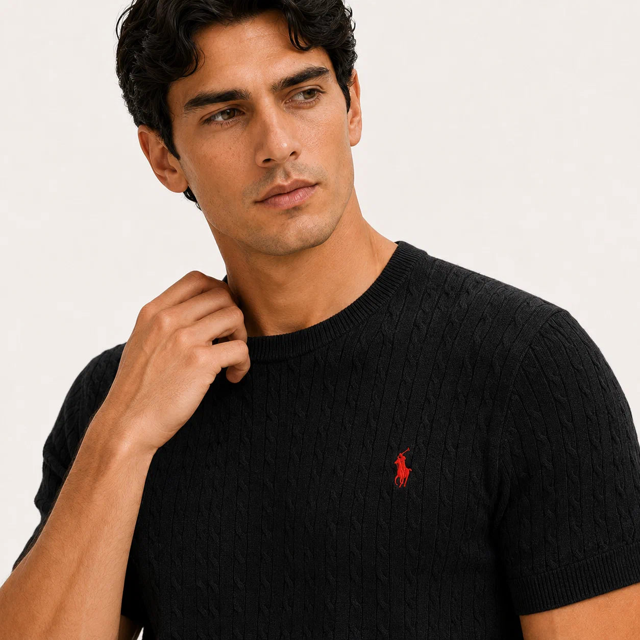 Cable-Knit Short-Sleeve Sweater