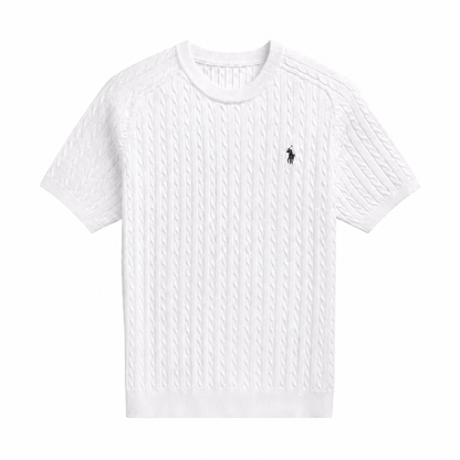Cable-Knit Short-Sleeve Sweater