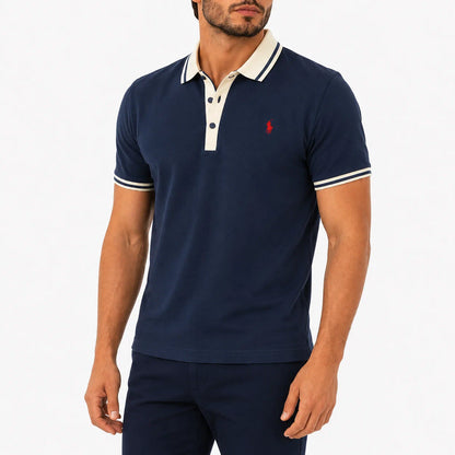Contrast-Collar Polo Shirt