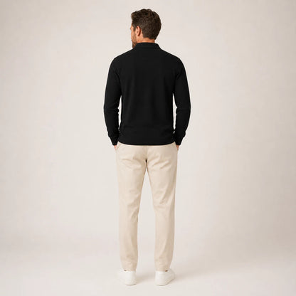 Textured Long-Sleeve Polo Shirt