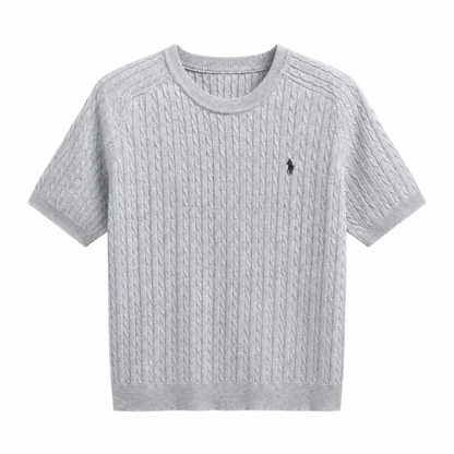 Cable-Knit Short-Sleeve Sweater