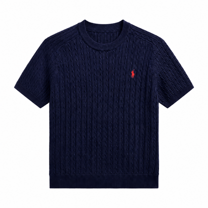 Cable-Knit Short-Sleeve Sweater