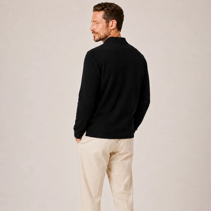 Textured Long-Sleeve Polo Shirt