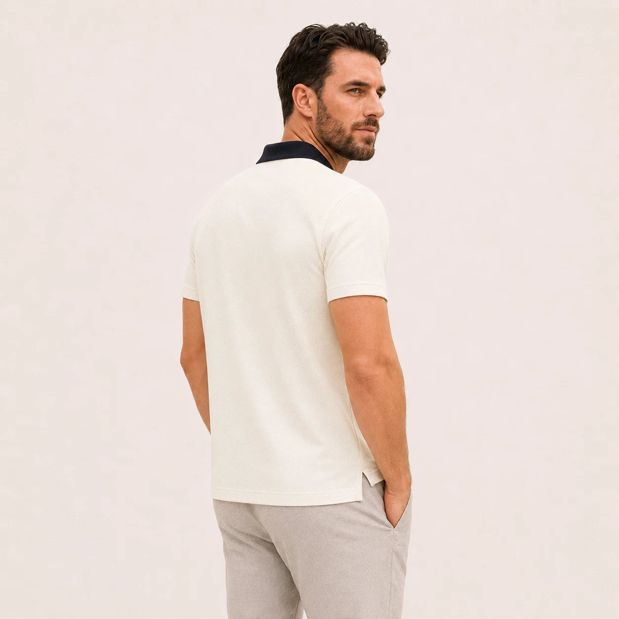 Two-Tone Collar Polo Shirt
