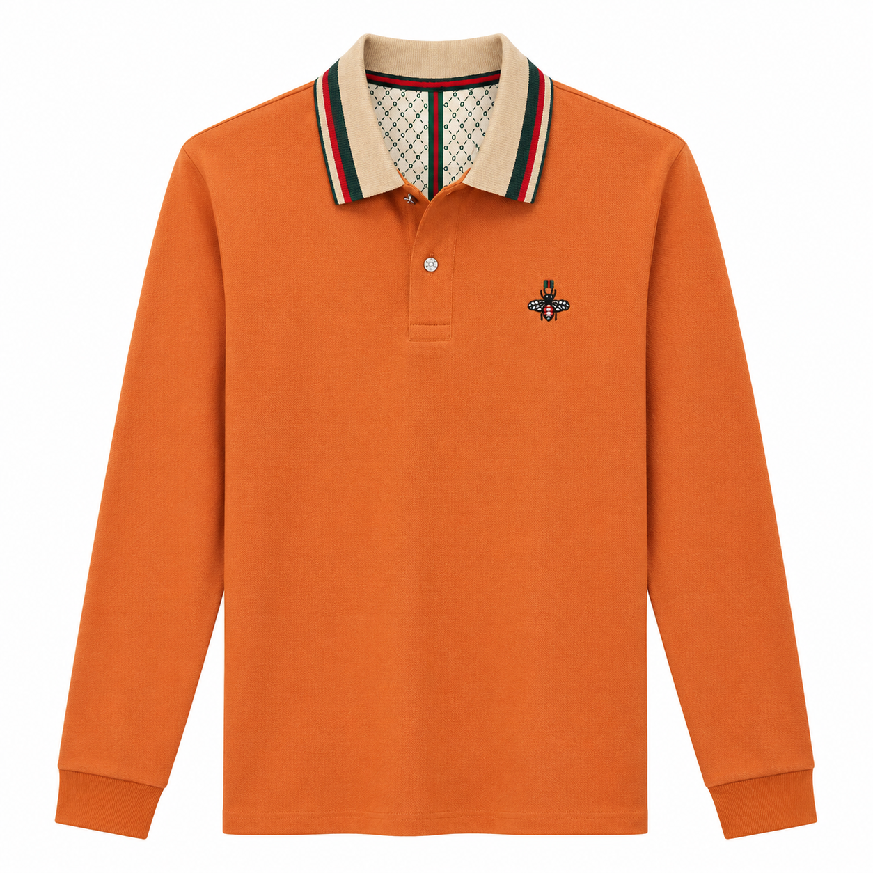 Long-Sleeve Contrast-Collar Polo