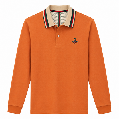 Long-Sleeve Contrast-Collar Polo