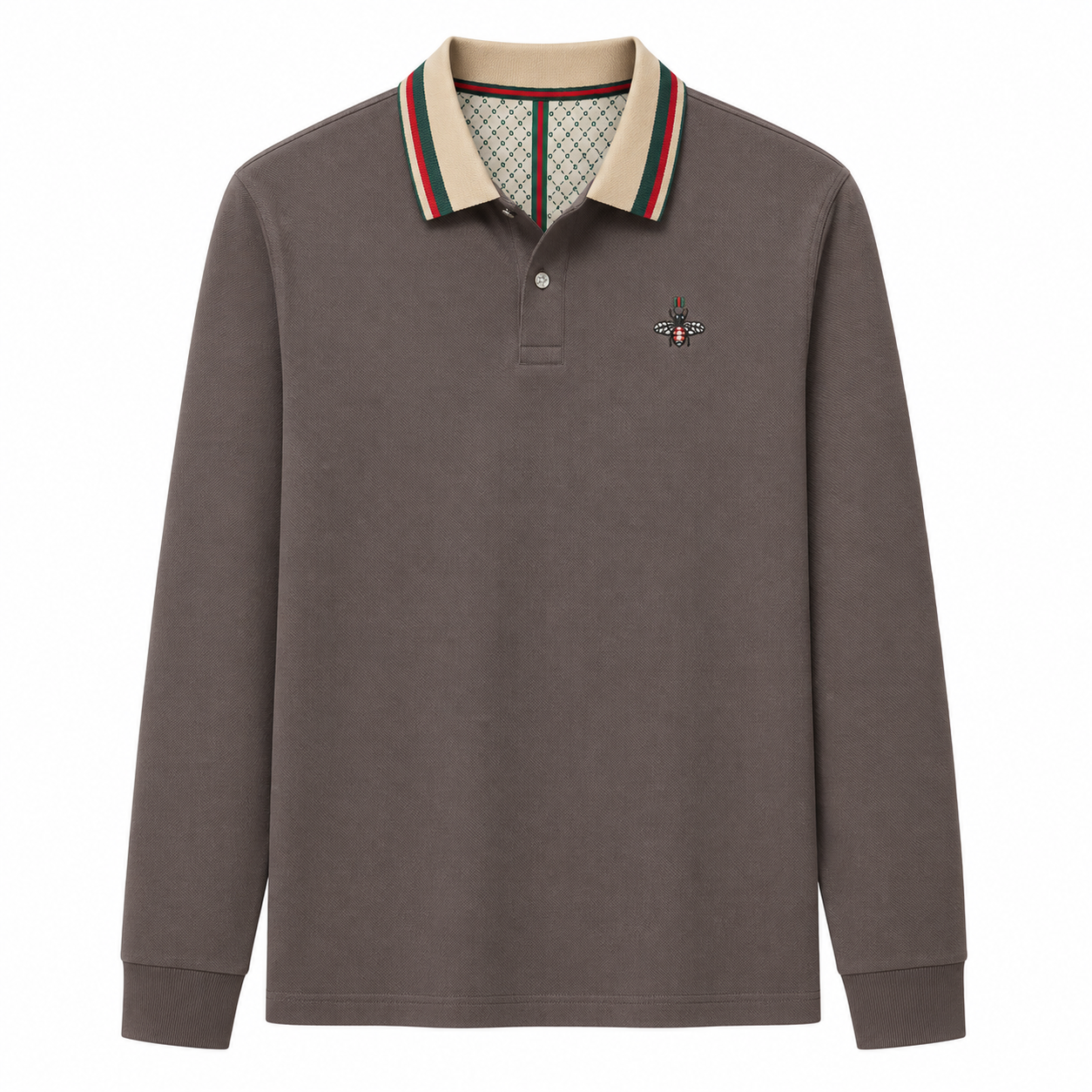 Long-Sleeve Contrast-Collar Polo