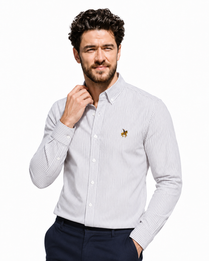 Striped Long-Sleeve Button-Down Shirt