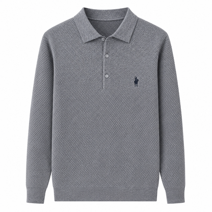 Textured Long-Sleeve Polo Shirt