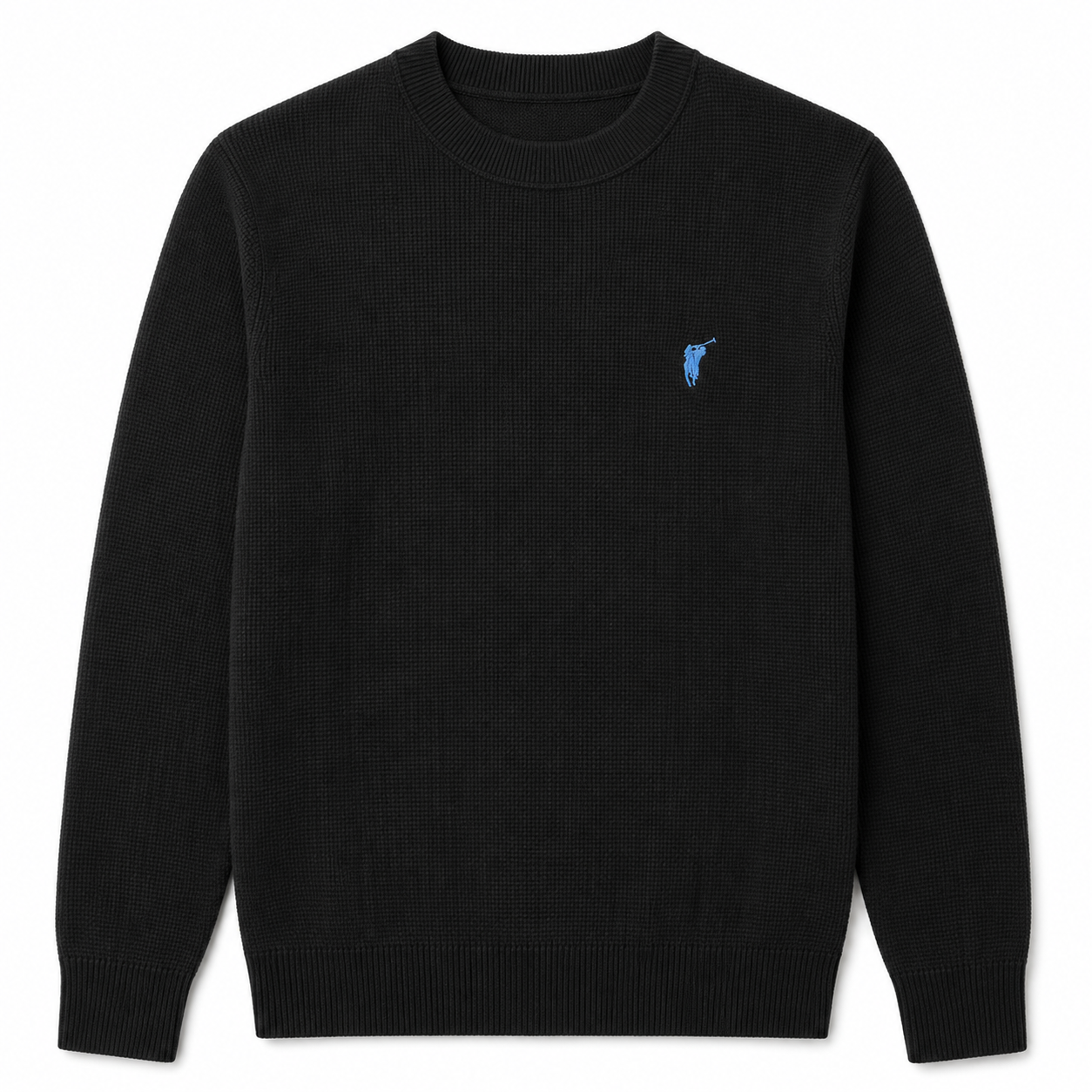 Waffle-Knit Crewneck Sweater