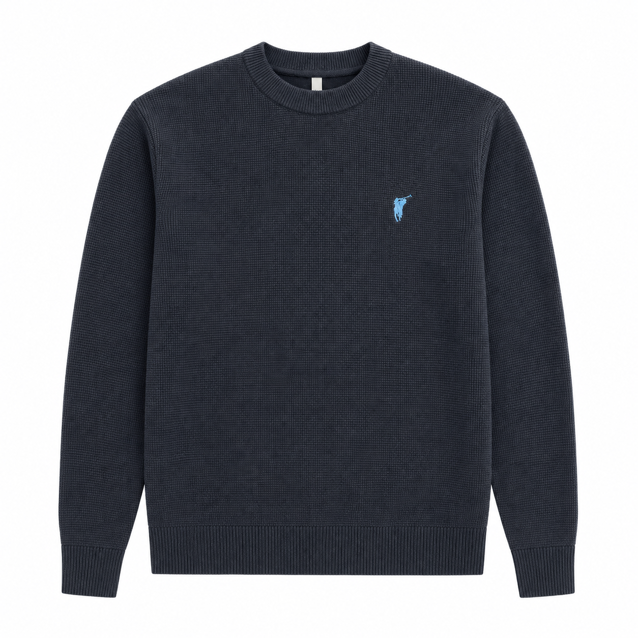 Waffle-Knit Crewneck Sweater
