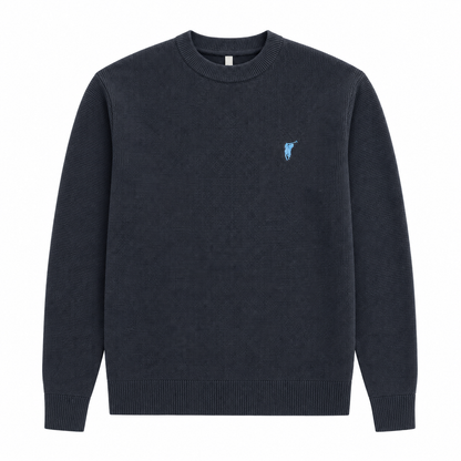 Waffle-Knit Crewneck Sweater
