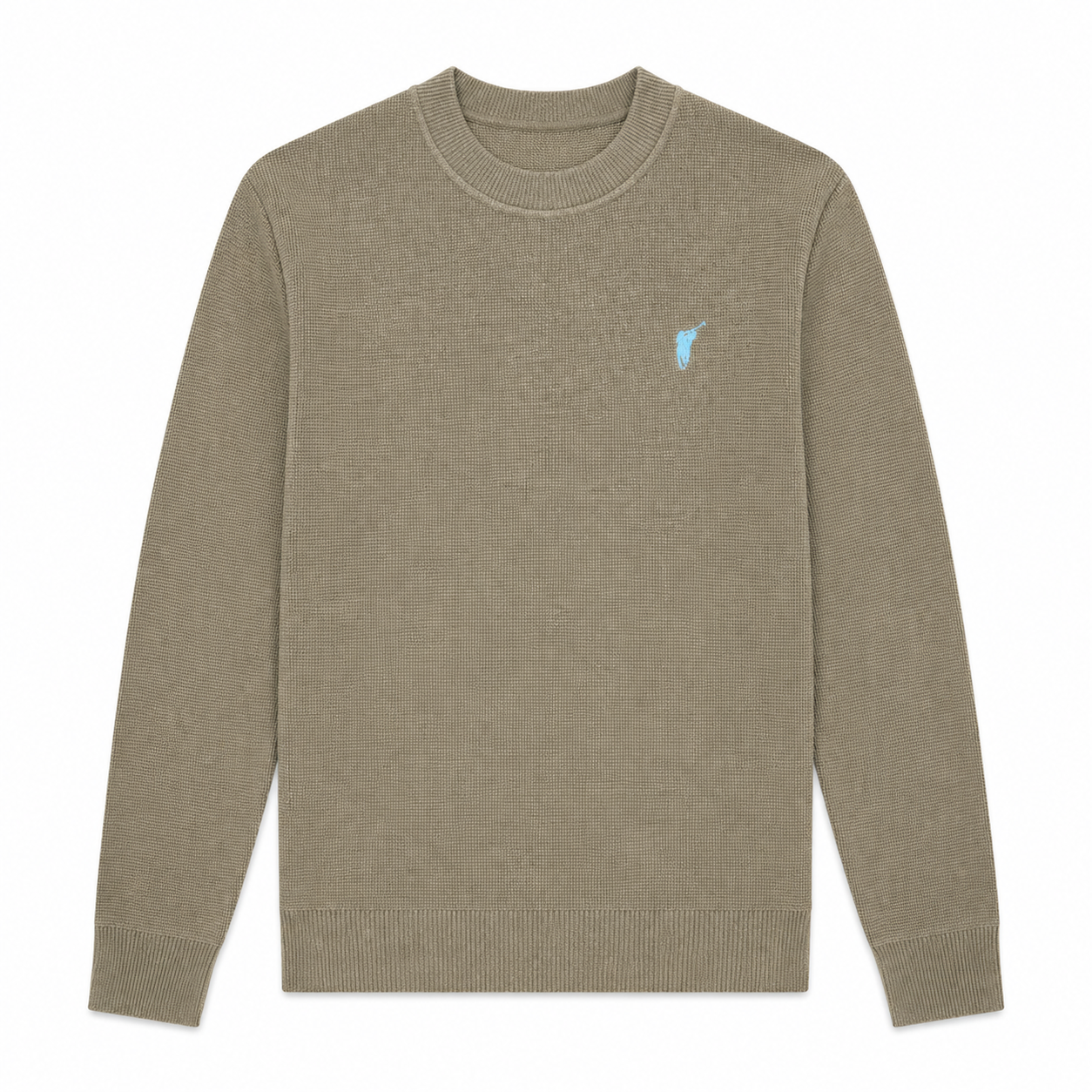 Waffle-Knit Crewneck Sweater