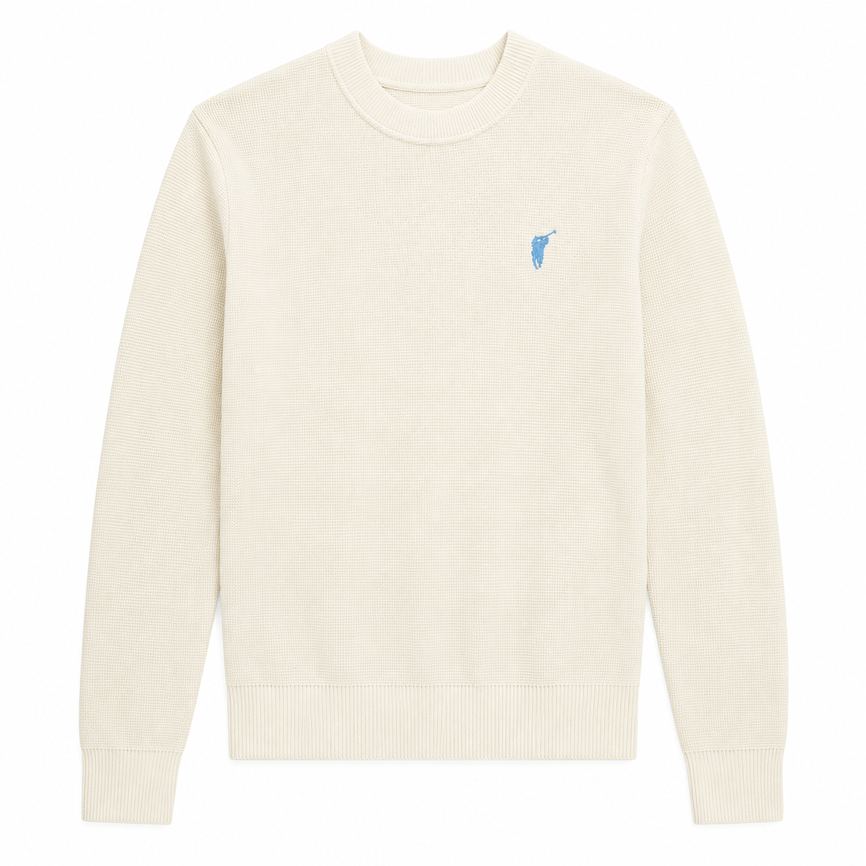 Waffle-Knit Crewneck Sweater