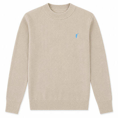Waffle-Knit Crewneck Sweater