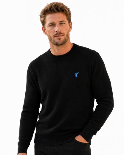 Waffle-Knit Crewneck Sweater