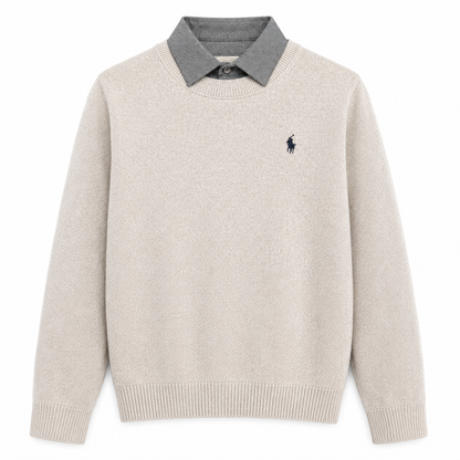 Layered Crewneck Knit Sweater