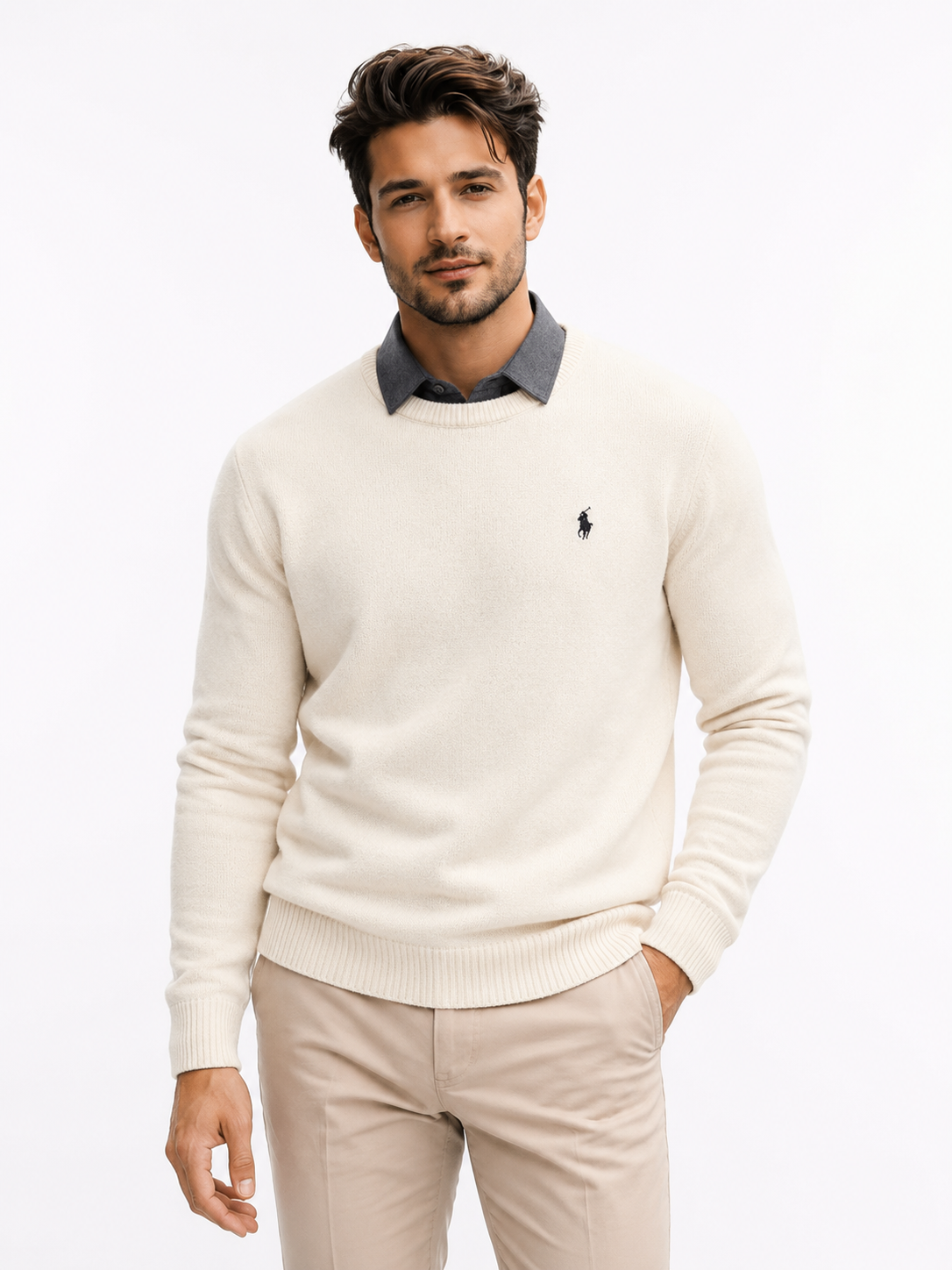 Layered Crewneck Knit Sweater