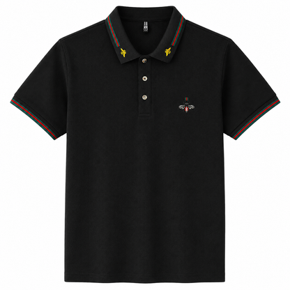 Embroidered Bee Collar Polo