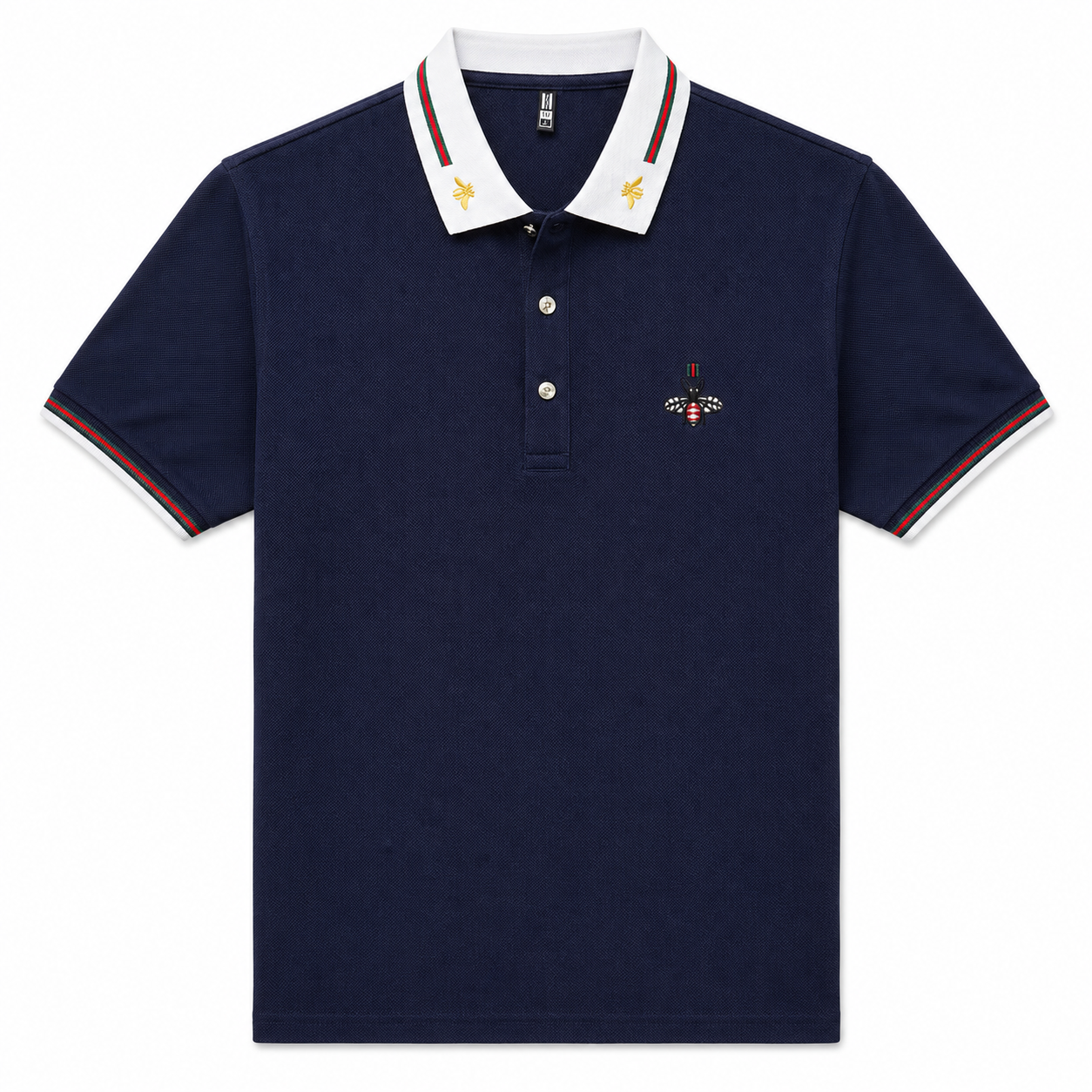Embroidered Bee Collar Polo
