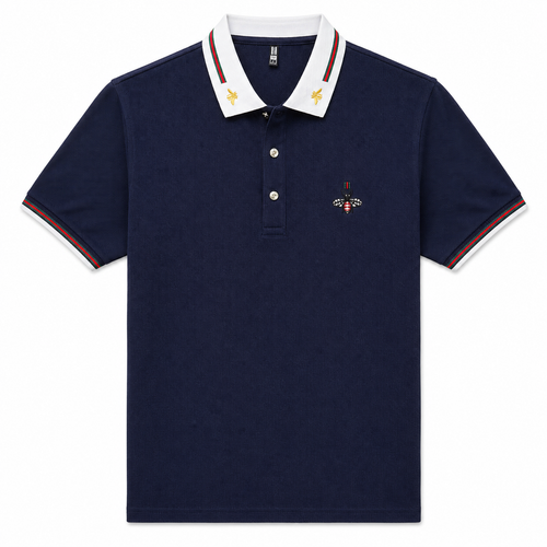 Embroidered Bee Collar Polo