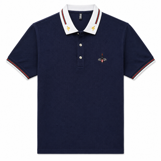 Embroidered Bee Collar Polo