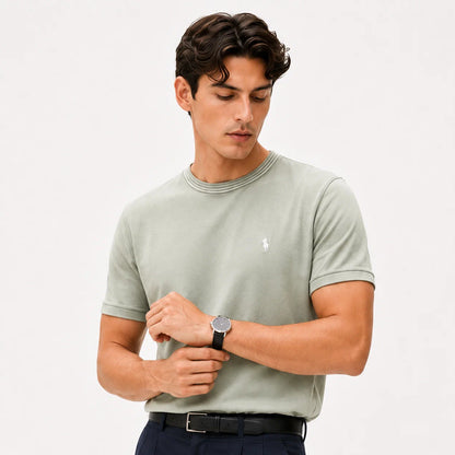 Double-Trim Crew-Neck T-Shirt