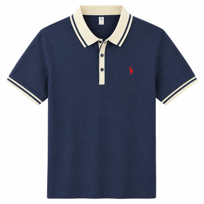 Contrast-Collar Polo Shirt