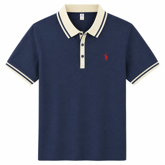 Contrast-Collar Polo Shirt