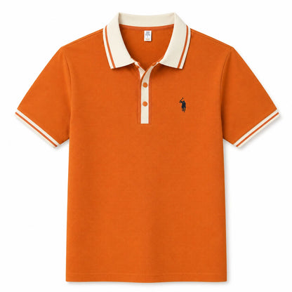 Contrast-Collar Polo Shirt