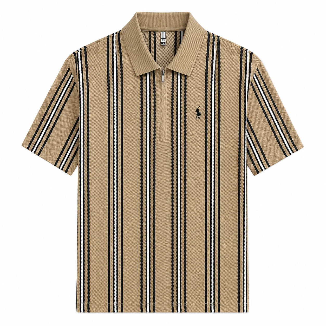 Retro Stripe Knit Polo Shirt