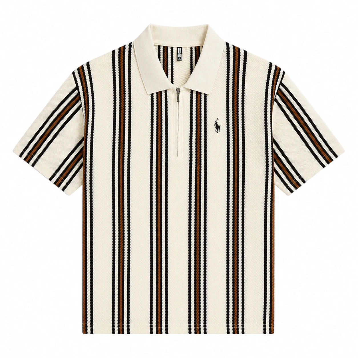 Retro Stripe Knit Polo Shirt