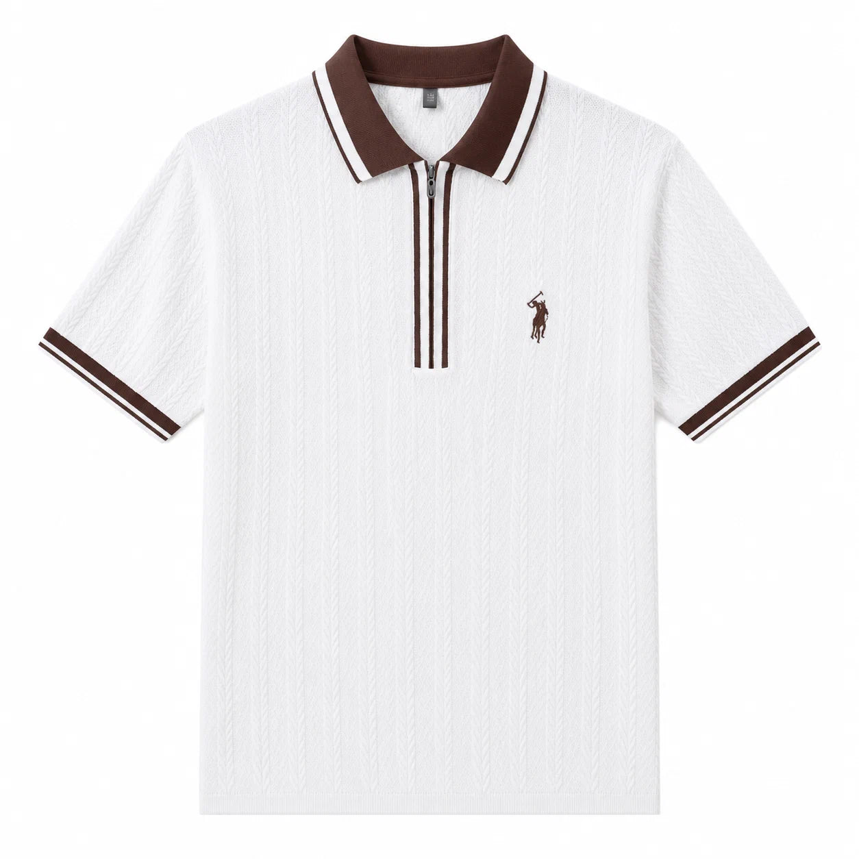Contrast-Collar Zip Polo Shirt